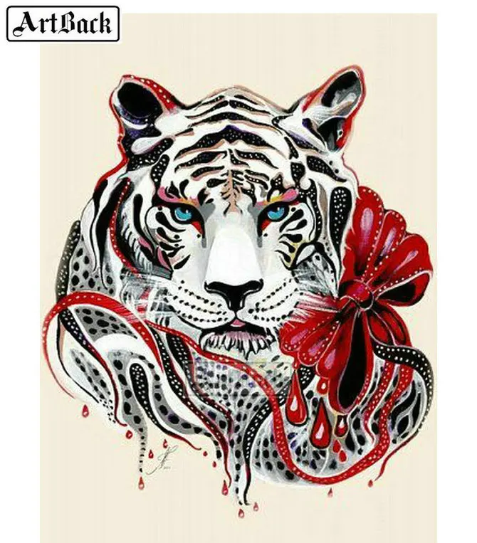 Полностью квадратная дрель алмазная живопись тигр животный узор diy Алмазная