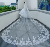 wedding veils cathedral length bridal accessories long veil with comb lace edges velos de novia 2020