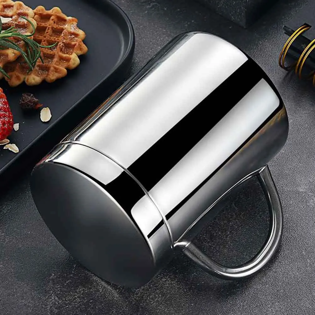 Кухонная кофейная кружка из нержавеющей стали легкая в захвате с крышкой