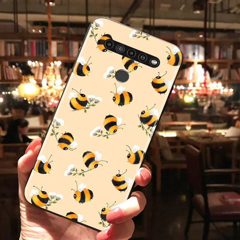 

Bee Art Cute for LG G8 G8S G8X V30 V35 V40 V50 V60 ThinQ Q60 K40 K50 K30 K41 K51 K61 K71 K22 Black Phone Case