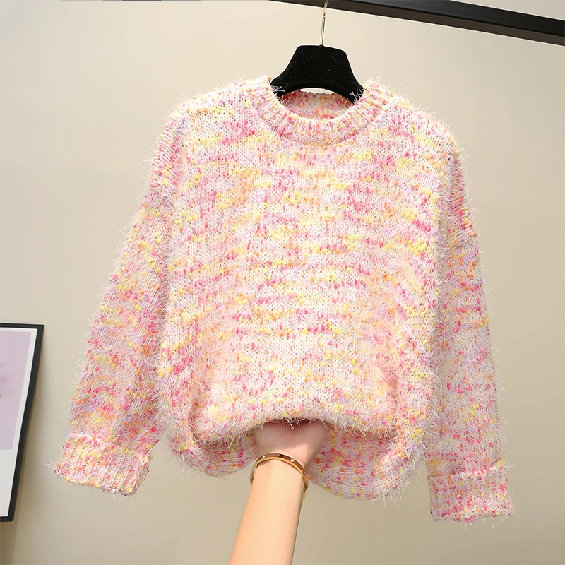 New Korean Fashion Winter Pullovers Female Loose Sweaters Colorful Knitted Jumper Pullover Pull Femme | Женская одежда