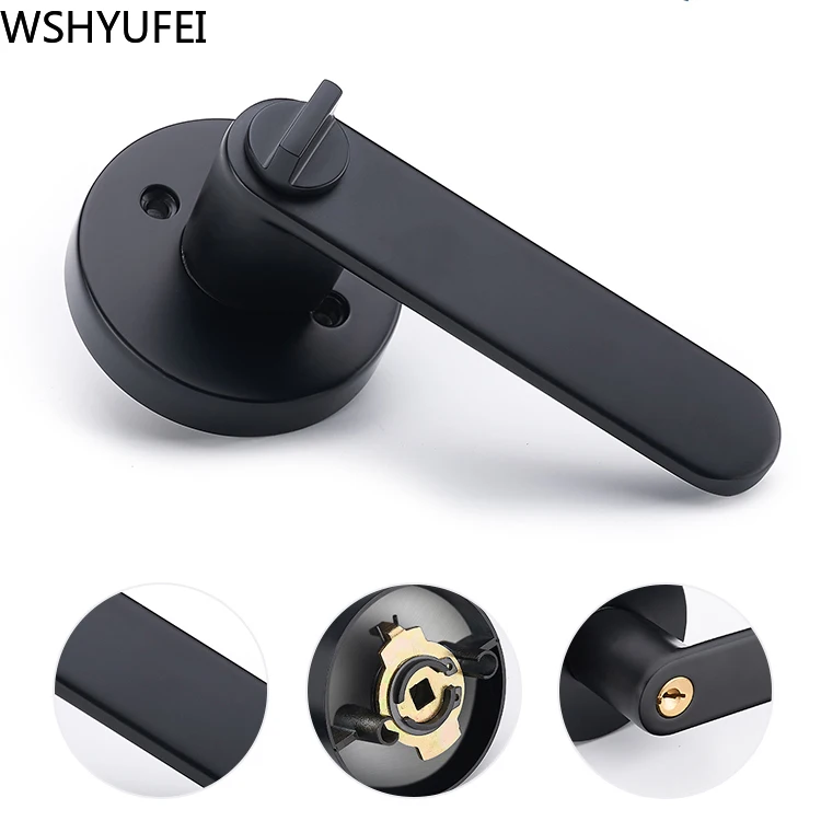 

WSHYUFEI Bedroom Silent Door Lock Nordic style With key Household Interior door handle lock Security Mute Door Lock Hardware