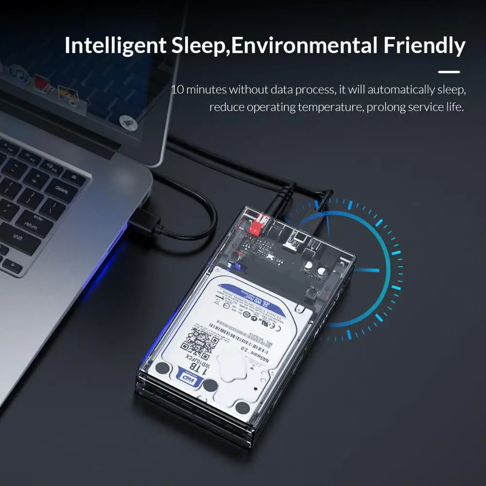 Чехол для жесткого диска ORICO 2 Bay 5 дюйма с функцией Raid Прозрачный чехол SATA на USB C