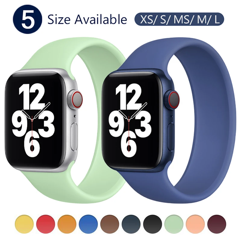Solo loop strap for Apple watch band 44mm 40mm 42mm 49mm 38 41 45mm silicone elastic bracelet iWatch Series 8/SE/7/6/5/4/3 ultra