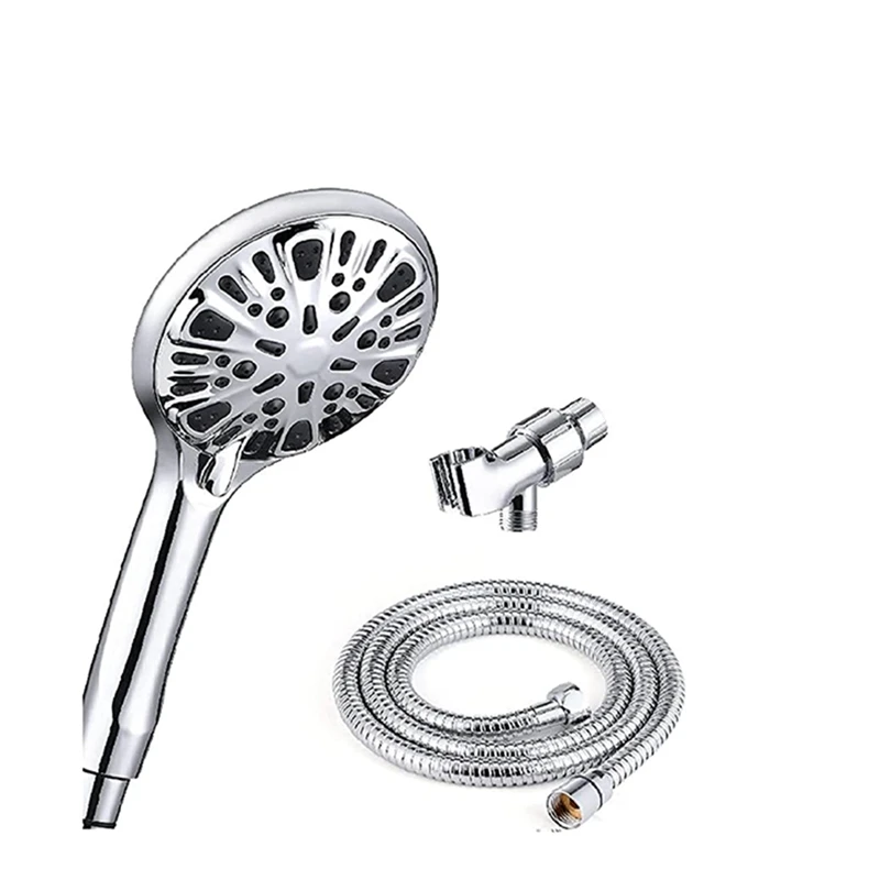 

Handheld High Pressure Shower Head Set, 9-Spray Setting Rainfall Shower Head Kit With 59 Inch Stainless Steel Hose
