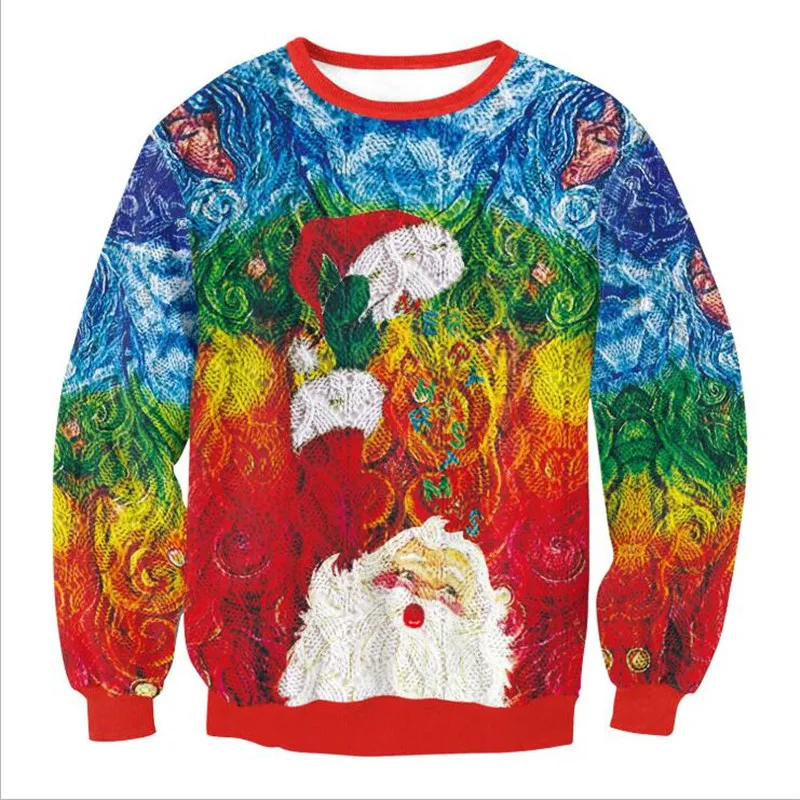 

Men Women Ugly Christmas Sweater Christmas Funny Pullover Santa Sweatshirt Couple Autumn Winter Crew Neck Xmas Jumpers Tops