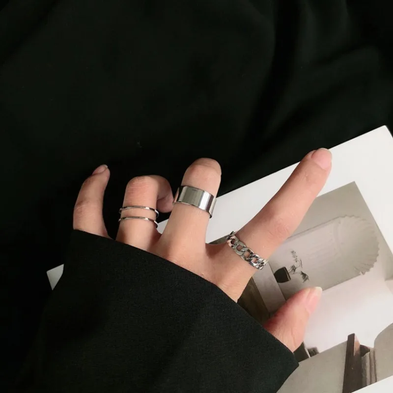 

Einfache Design anillos Vintage Silber Farbe Joint Ringe Sets fr Frauen Schmuck Koreanische Version Joint Ringe