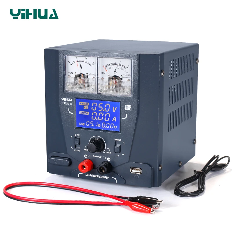 

YIHUA 1503D-II 95W 15V 3A Adjustable DC Regulated Switch Power Supply Adjustable Laboratory DC Power Supply