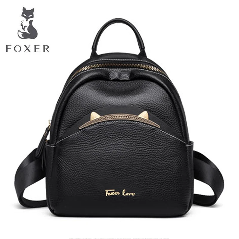 

FOXER Women leather bag fashion cowhide designer bags famous brand women bags 2020 new quality leather backpack Small backpack