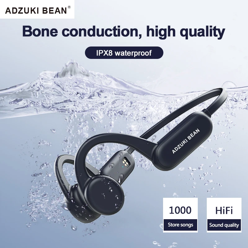 Adzuki bean Bone Conduction Headset Wireless Bluetooth 5.0-compatible Headphones IPX8 Waterproof Swimming Sports Earphones | Электроника
