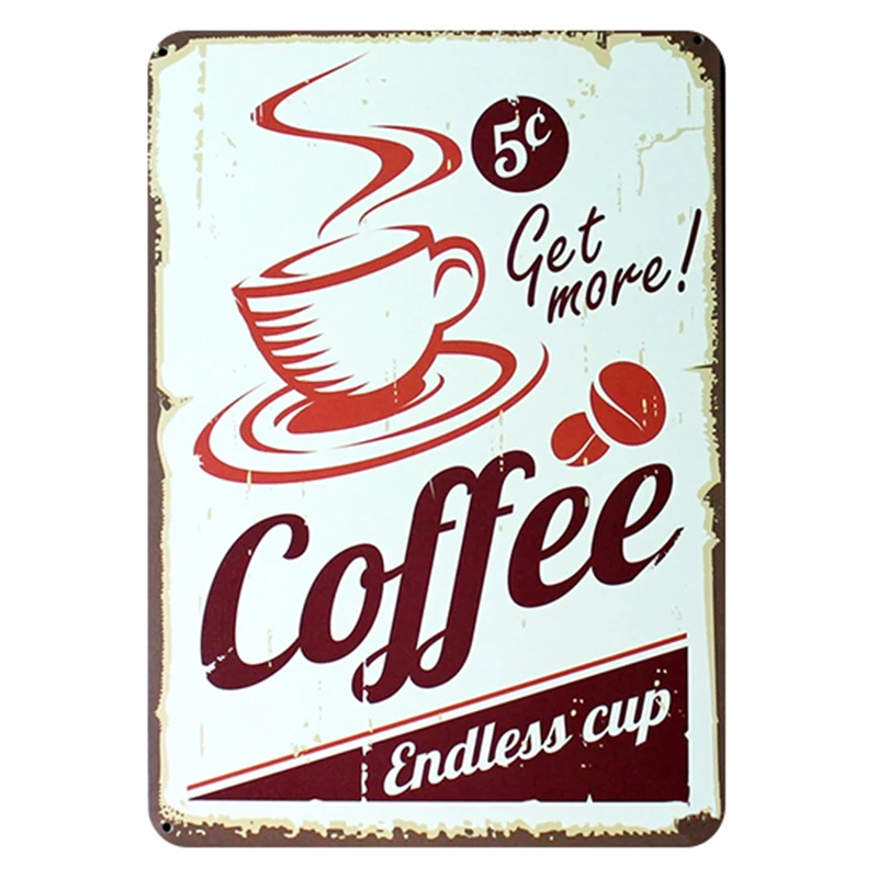 Оловянные знаки для кофейни винтажные металлические пластины кафе картина в