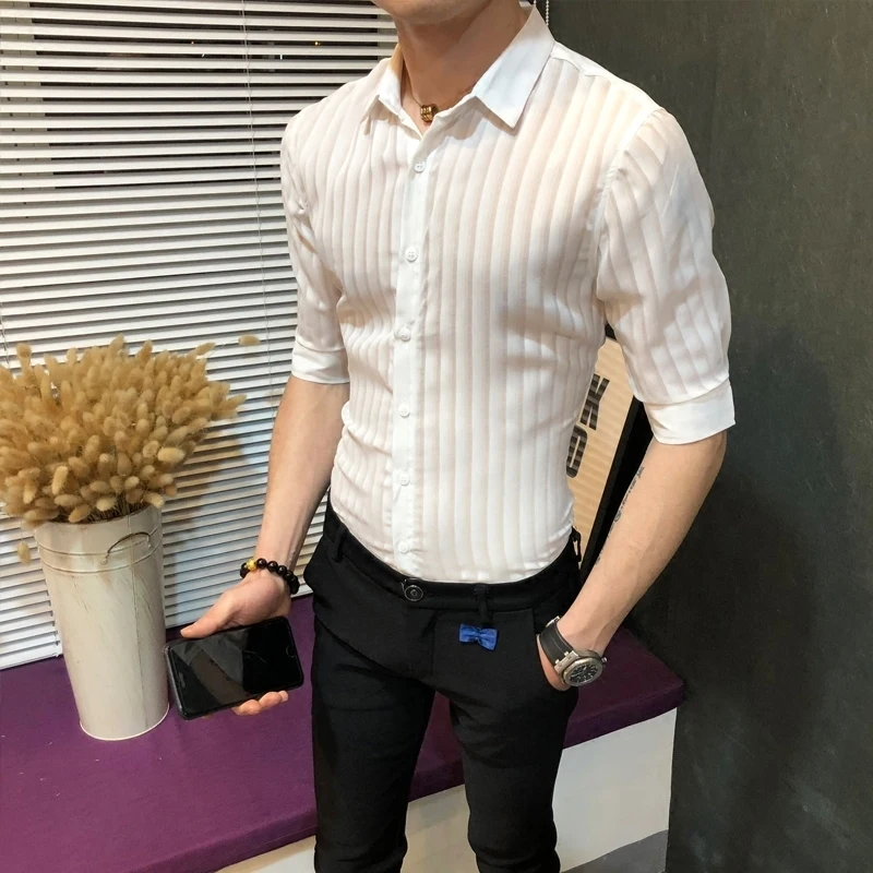 Прозрачная полосатая Мужская однотонная черная белая деловая повседневная