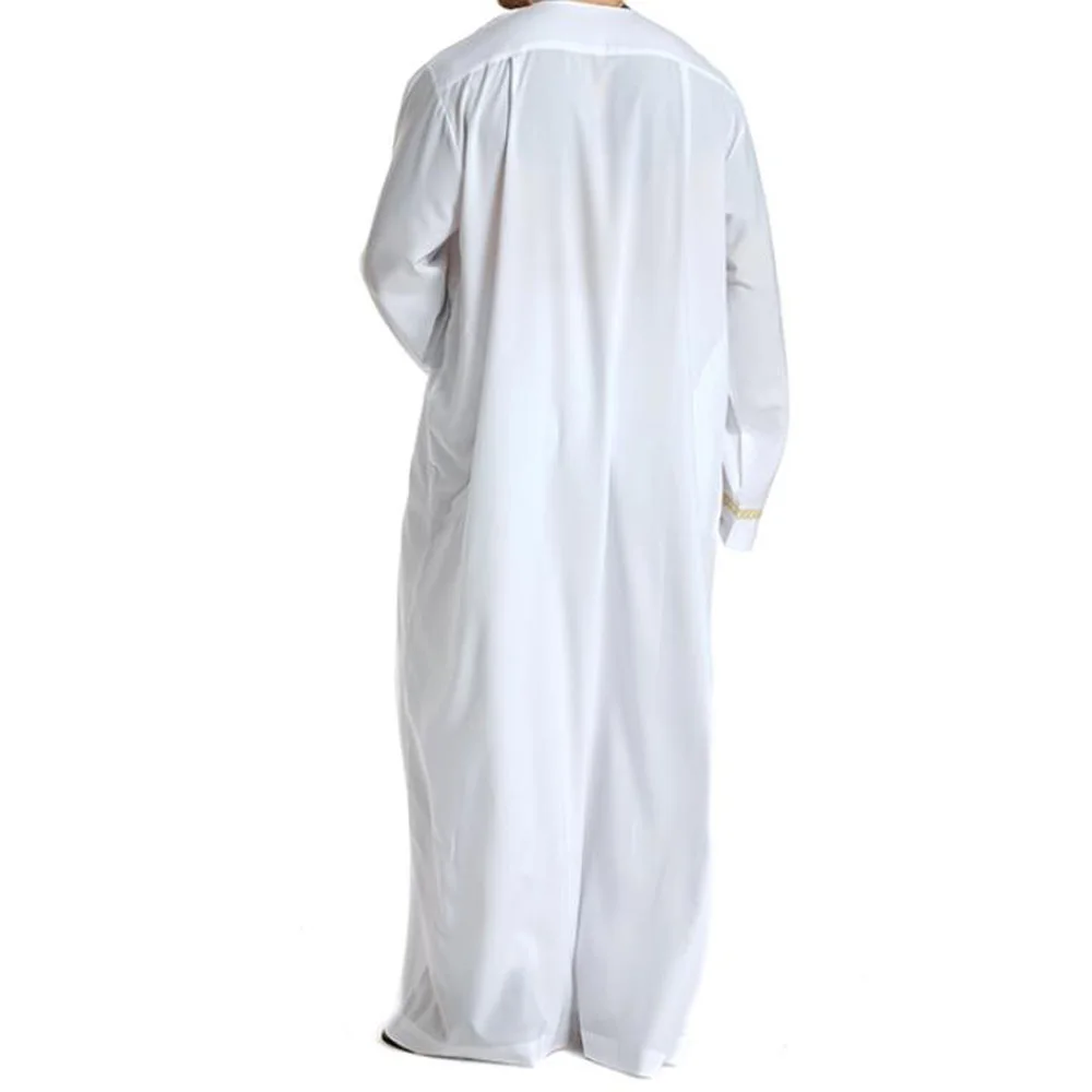 Muslim Men Thobe Moroccan Caftan Arabic Men Clothing Islamic Turkish Robe Jubba Thobe White Abaya Dubai Jalabiya Dress For Men