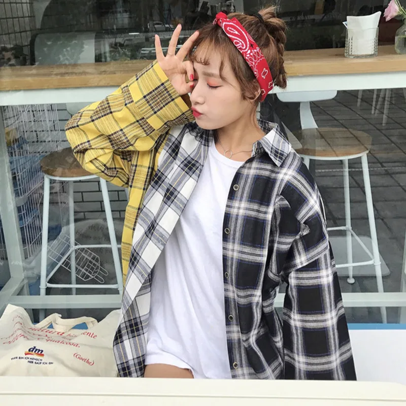 SHENGPALAE 2021 новая весенняя клетчатая цветная рубашка женские топы с длинным рукавом