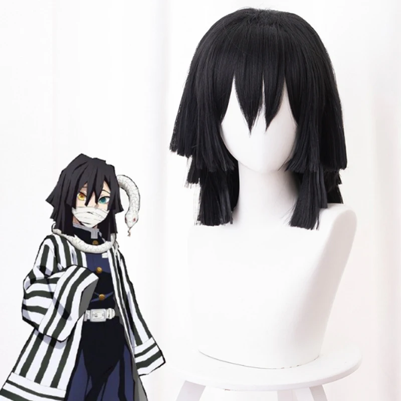 

Anime Comic Demon Slayer Kimetsu No Yaiba Cosplay Wigs Iguro Obanai Cosplay Wig Synthetic Wig Hair Black Short Men Wigs