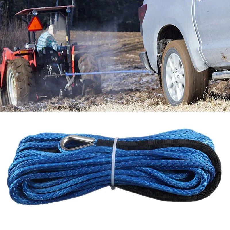 ATV Towing Snap Hook Winch Rope 6mm x 15m Ropes Cable Line for RZR UTV Tractor Offroad Pit Bike ATV Accessories
