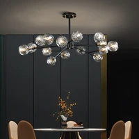 modern crystal led chandelier light luxury copper gold black luster molecular dining ceiling chandelier living room decoration