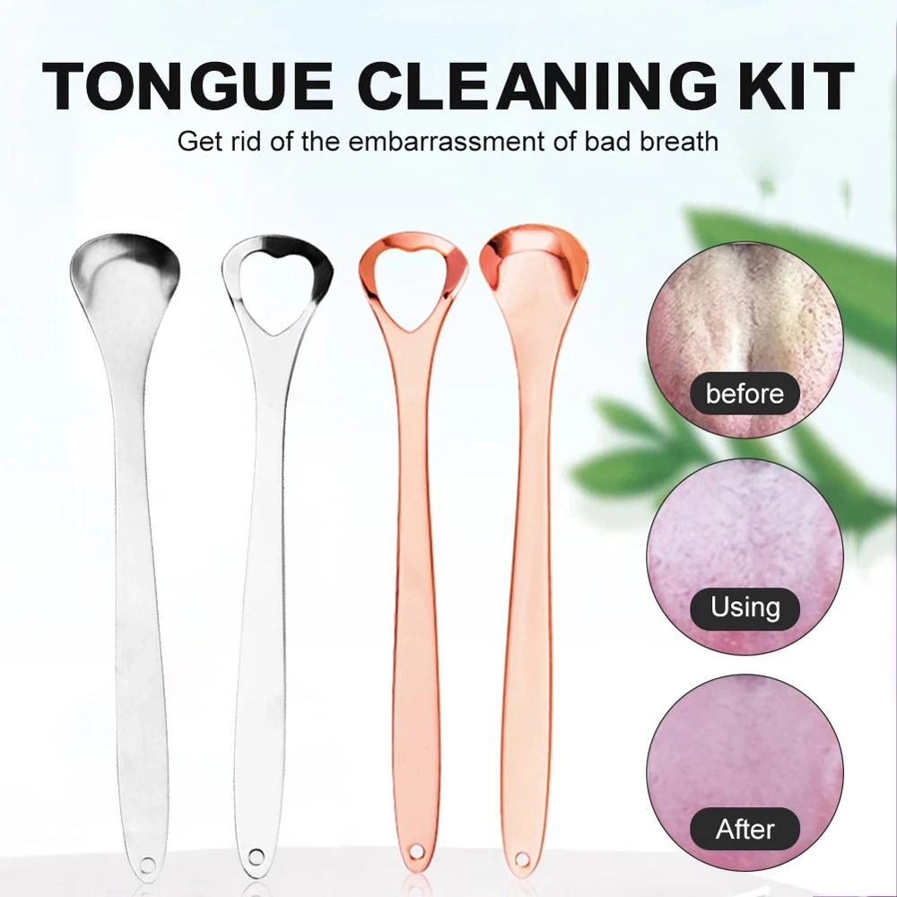 

3 шт. Нержавеющая сталь язык скребок для устранения неприятного запаха изо рта, Уход за полостью рта улучшает гигиена полости рта для чистки...