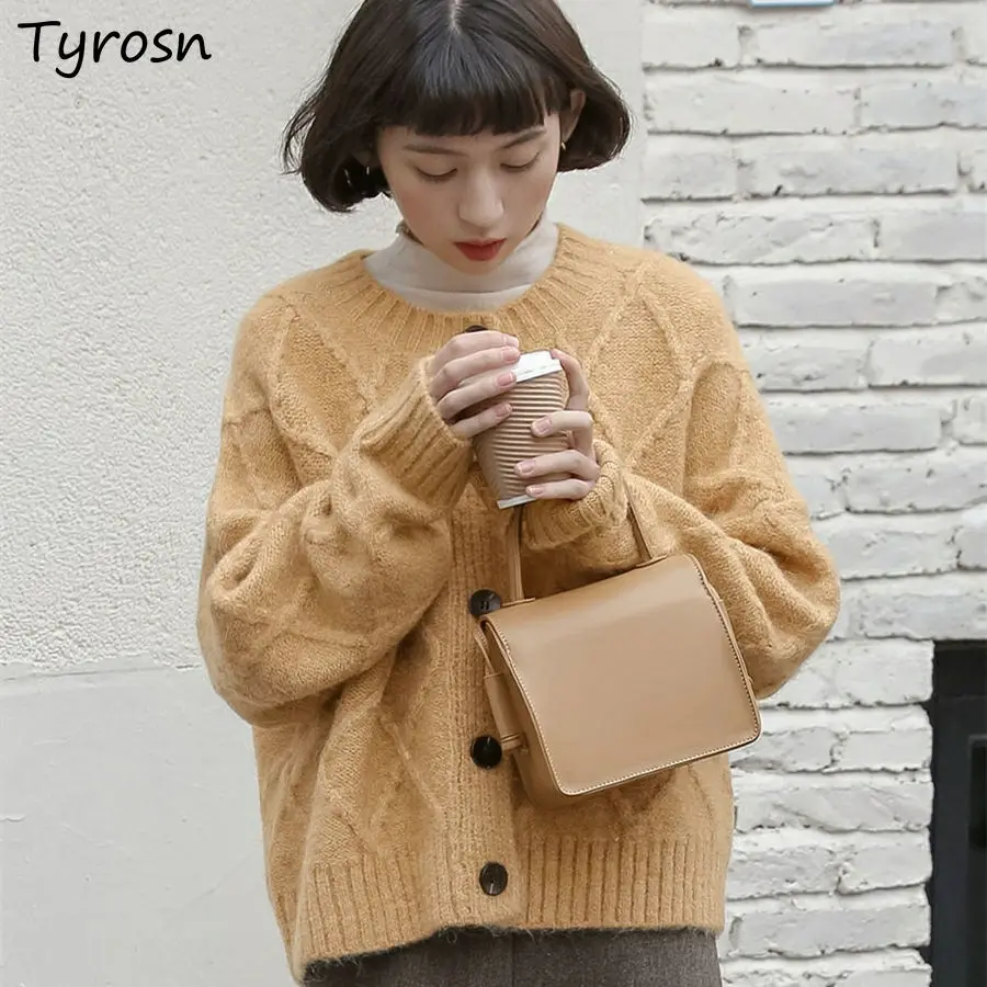 

O Neck Vintage Cardigans Knitwear Simple Harajuku Leisure Retro All Match Argyle Ulzzang Students Streetwear Temperament Chic
