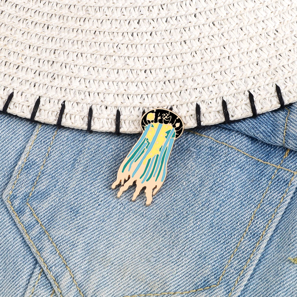 Броши с изображением Медузы из мультфильма эмалью милый океан значки животными