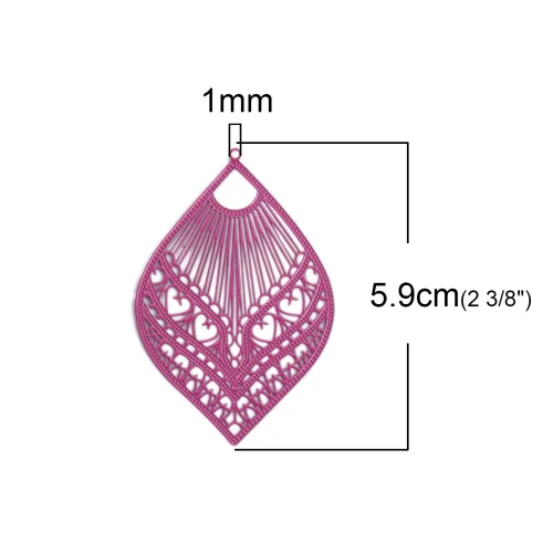 3 DoreenBeads, модное медное Филигранное тиснение, подвески, черные, серые, перо, стильные ювелирные изделия, сделай сам, Подвески 59 мм x 39 мм, 10 шт - Цвет: 3