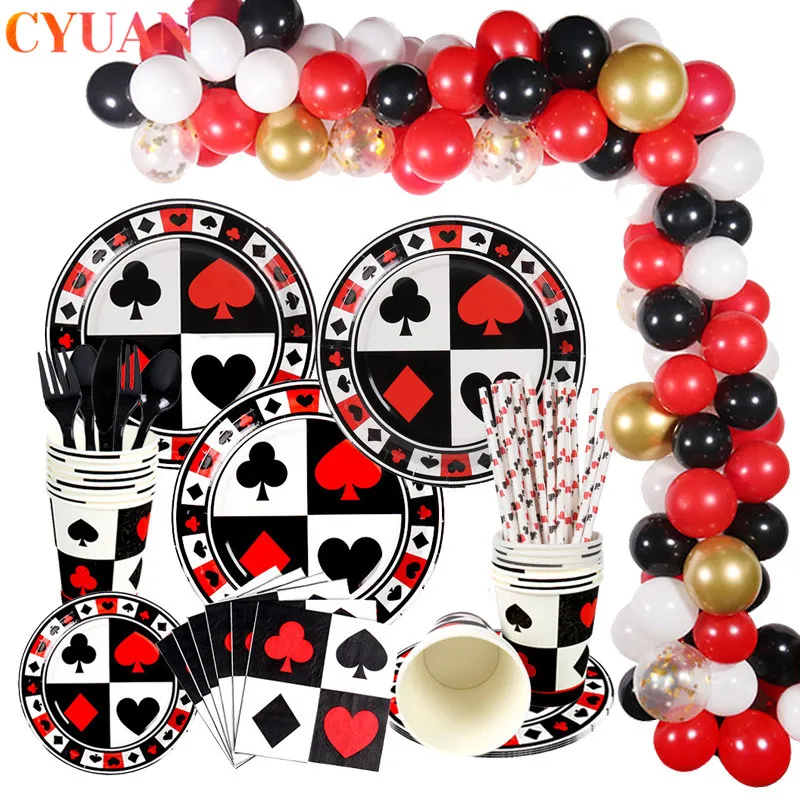 Décoration de fête à thème de Casino  vaisselle jetable de Poker  spectacle magique  décorations de