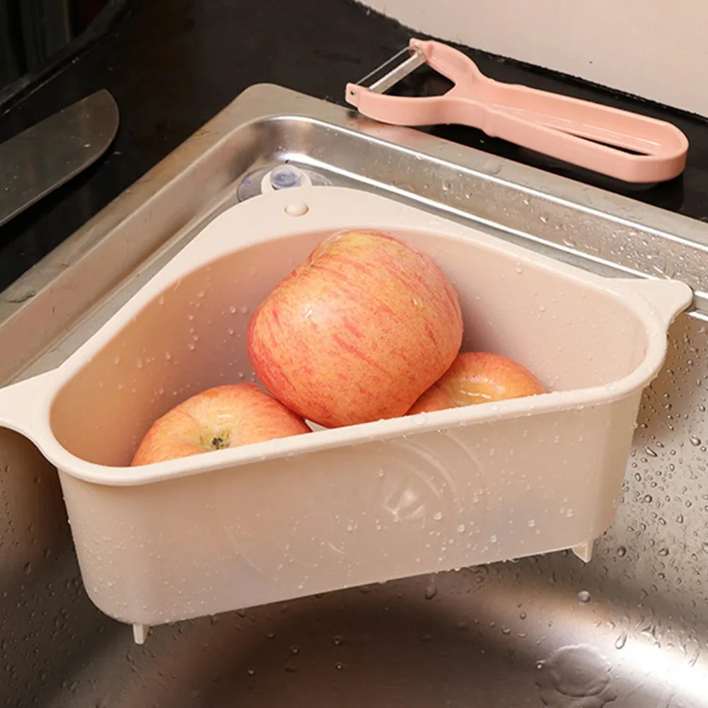 

Multifunctional Corner Triangle Sink Drain Rack Kitchen Storage Drain Basket Shelf Holder Strainer Kitchen Bathroom Storage