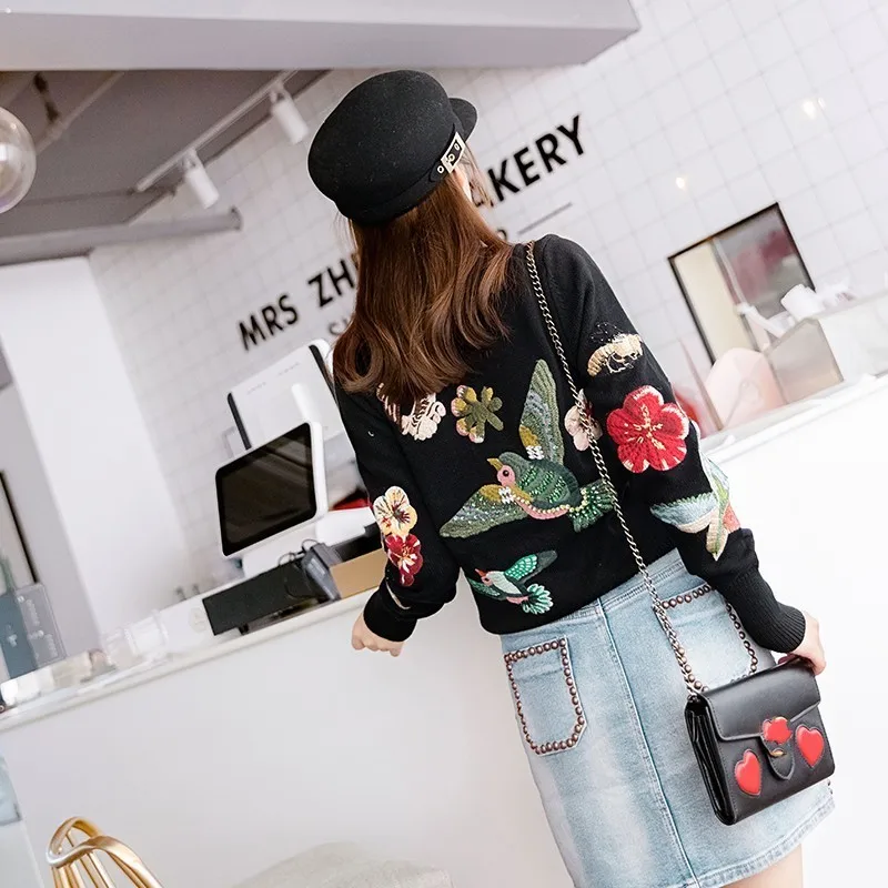 Женский облегающий пуловер с круглым вырезом и длинными рукавами | Женская