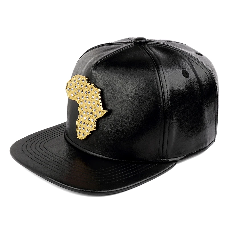 Fashion Baseball Caps for Men Africa Map 5 Panel Cap Leather Cool Rap Hats Party Black Drop Shipping Sports Hat Brim Bone