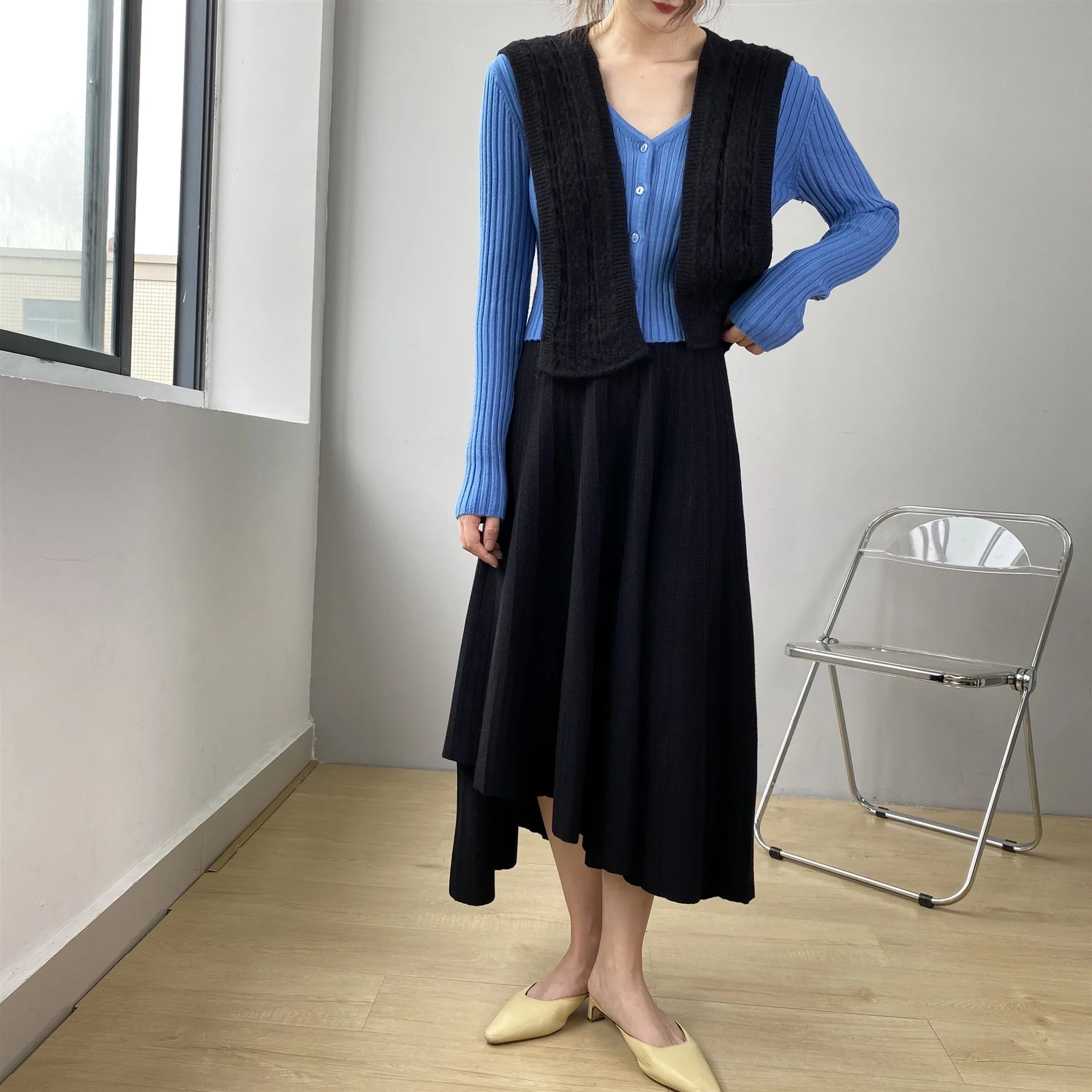 

2020 New Winter Skirts Women High Waist Knit Skirts Womens Fashion A-Line Skirt Femme Casual Solid Irregular Skirts Streetwear