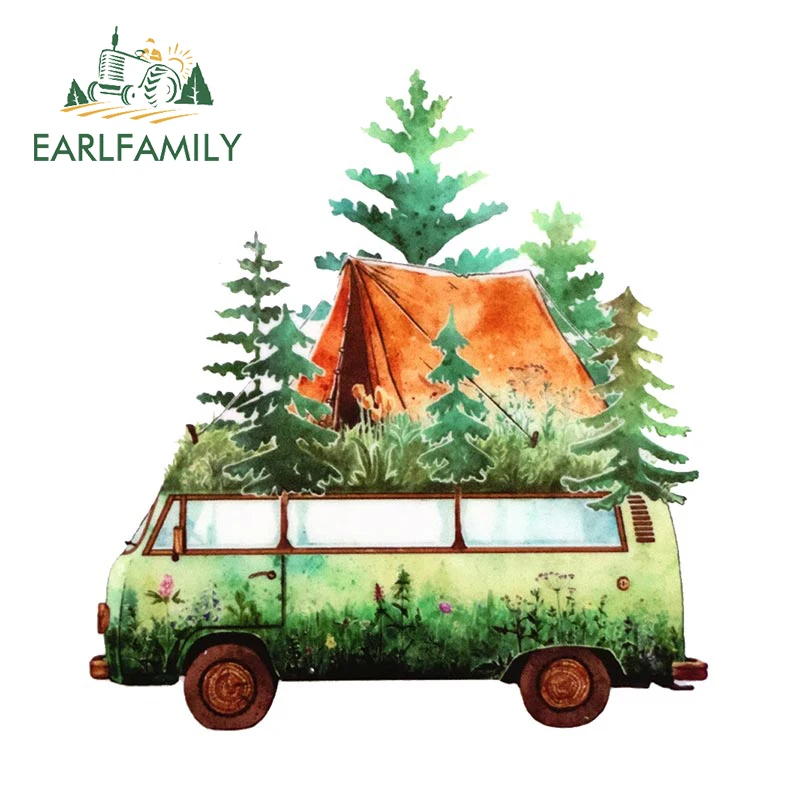 

EARLFAMILY 13 см x 12,2 см для счастливой весны Vanlife, автомобильные наклейки, водонепроницаемая фотография, декоративные автомобильные наклейки на окна и багажник