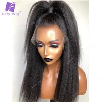 13x6 kinky straight lace front wig brazilian remy hd transparent lace frontal human hair wigs glueless for black women luffy