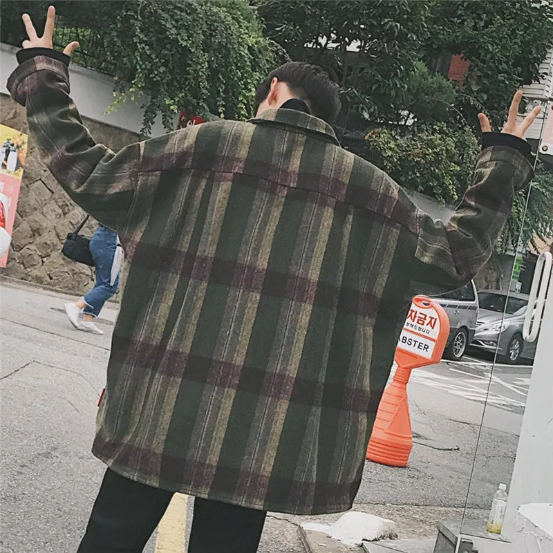 Новинка 2021 модная мужская рубашка в клетку Повседневная Свободная шерстяная
