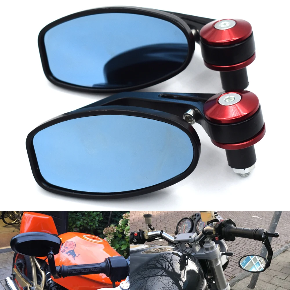 

7/8"22mm Handlebar End Motorcycle Mirrors Oval Classic Rearview Mirrors For Yamaha kawasaki Honda Suzuki KTM BMW Suzuki GSXR600
