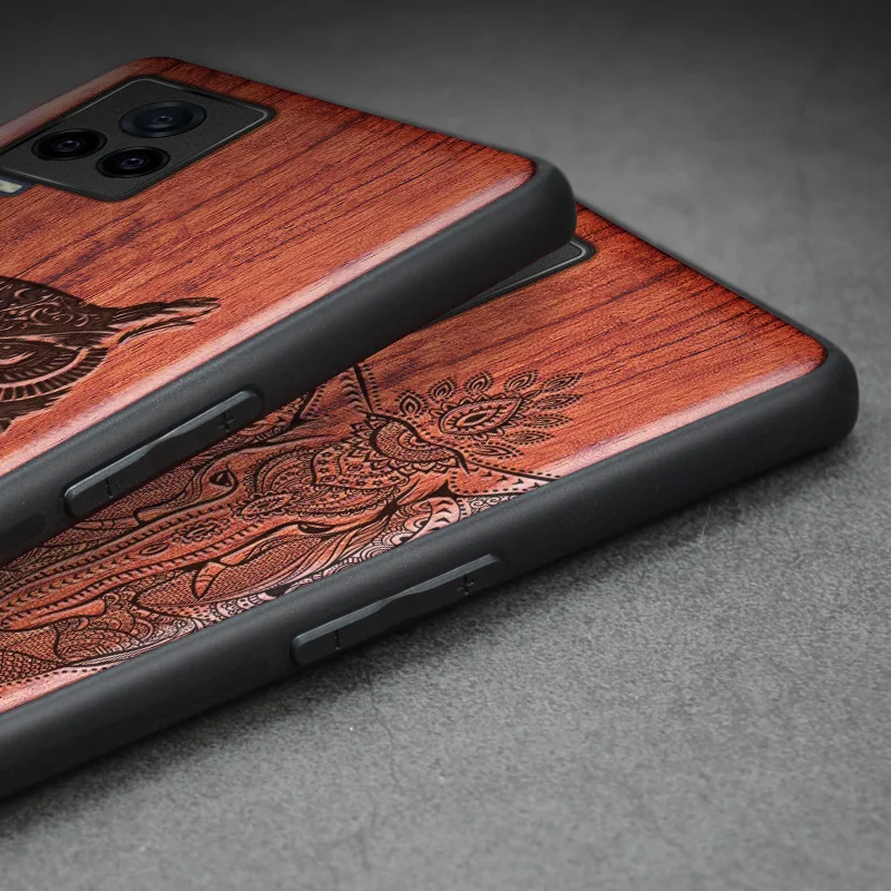 

Carveit Wooden Case For VIVO iQOO 7 Wood Covers TPU Soft-Edge Shell Luxury Silicone Phones 3D Carved Accessories Protective Hull