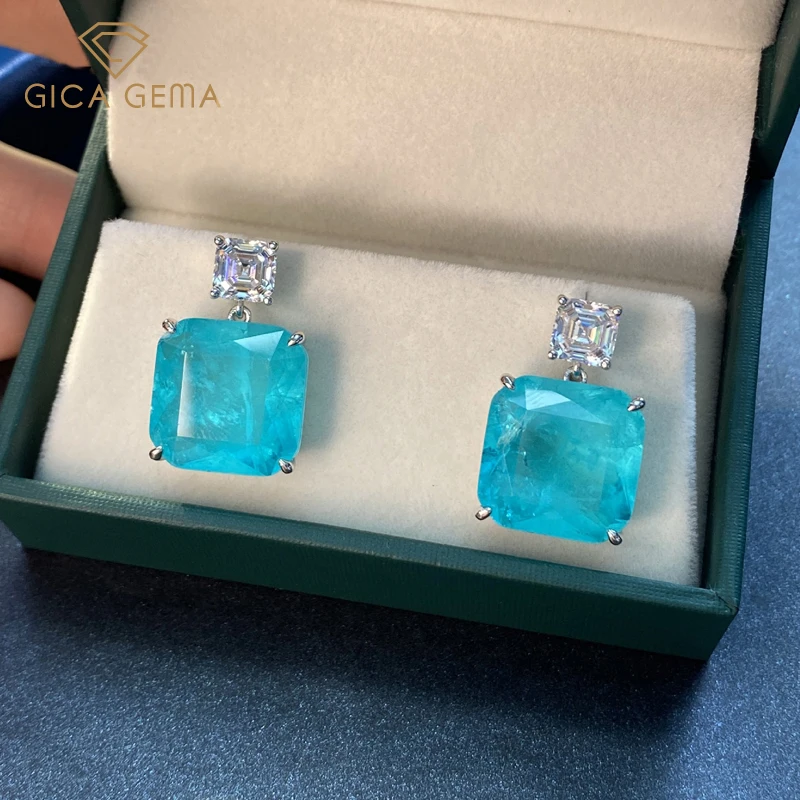Женские серьги подвески из серебра 925 пробы с турмалином|Серьги-подвески| |