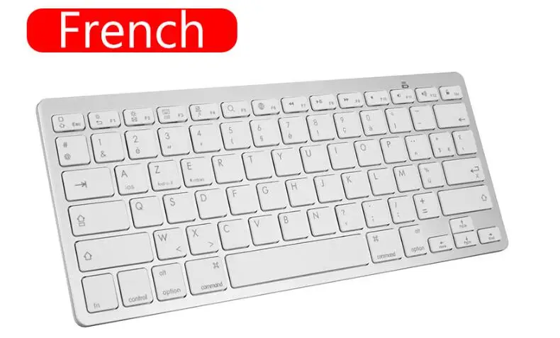 French Silver Bluetooth Keyborads тонкий беспроводной Русский Испанский корейский французский арабский для IPAD2345 Mac ios Android windows для телефона планшета ноутбука - Цвет: French Silver