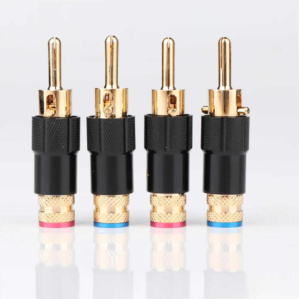 BA1410 4 pcs/lot New Brass Lock  Speaker Amplifier Connector Palic RCA Speaker Cable Banana Plug