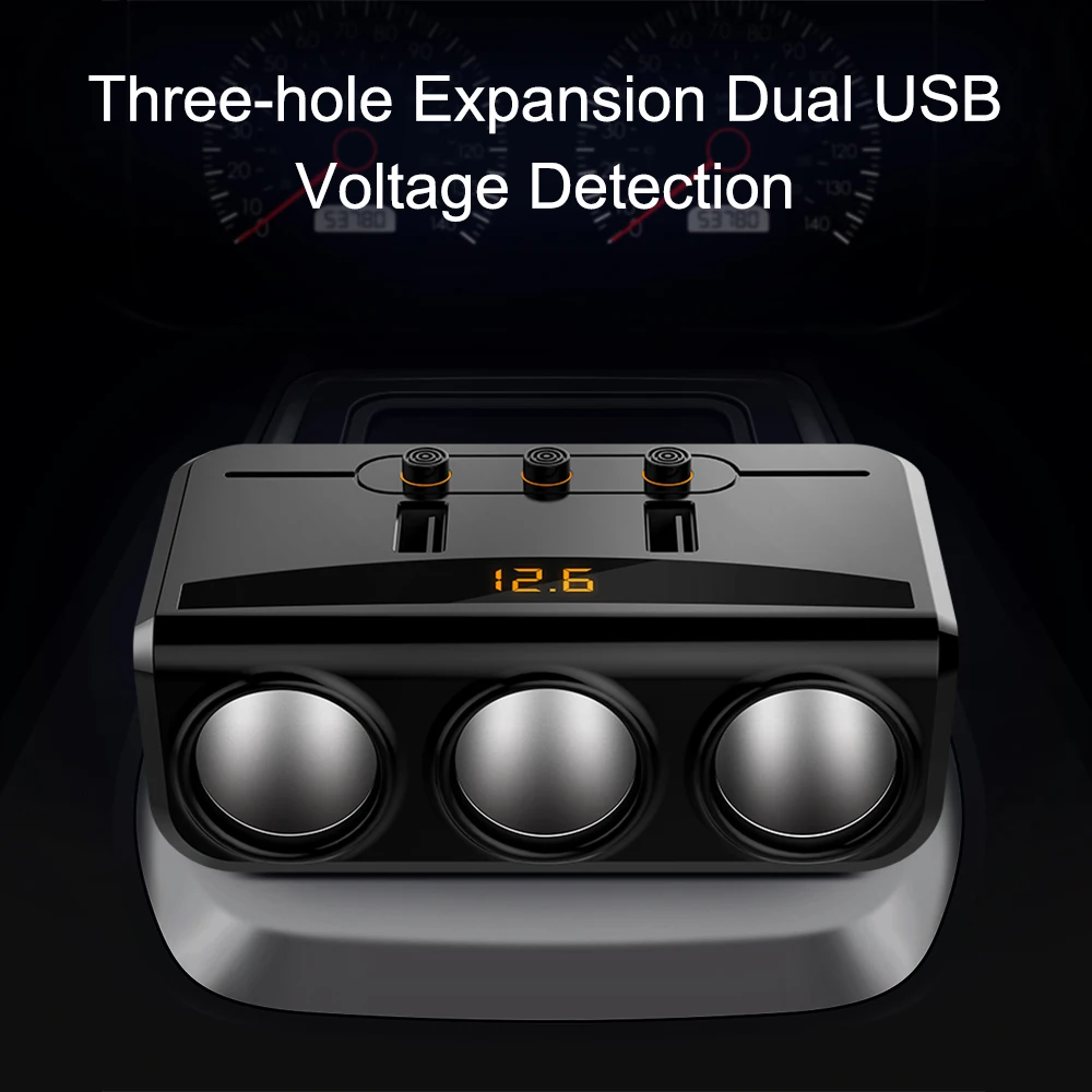 Car Charger 3 Cigarette Lighter Dual USB 3-in-1 12V 24V Mobile Phone Accessories |