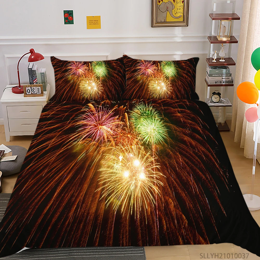 

Fireworks Duvet Cover Set 3D Bedding Set Luxury Kids Child Teen Bed Gift 2/3 Pcs Modern Home Bed Set Home Decoration