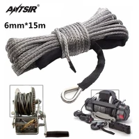 high strength 6mm15m 8000 lbs synthetic winch rope line with sheath recovery cable 4wd atv utv car accessories safety equipment