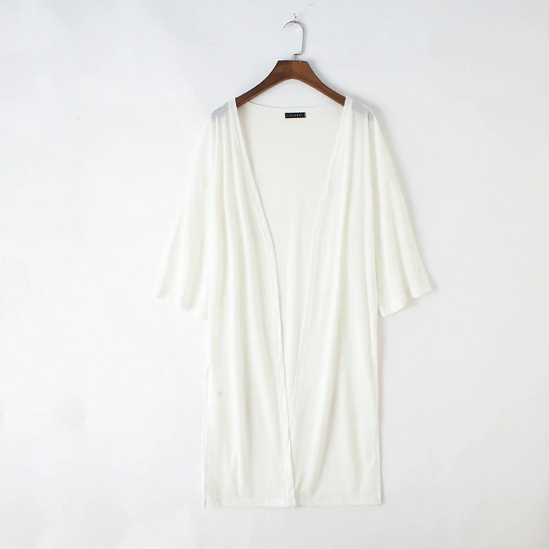 Открытый стежок длинный рукав модал сплошной цвет накидка шаль куртки Лето Весна