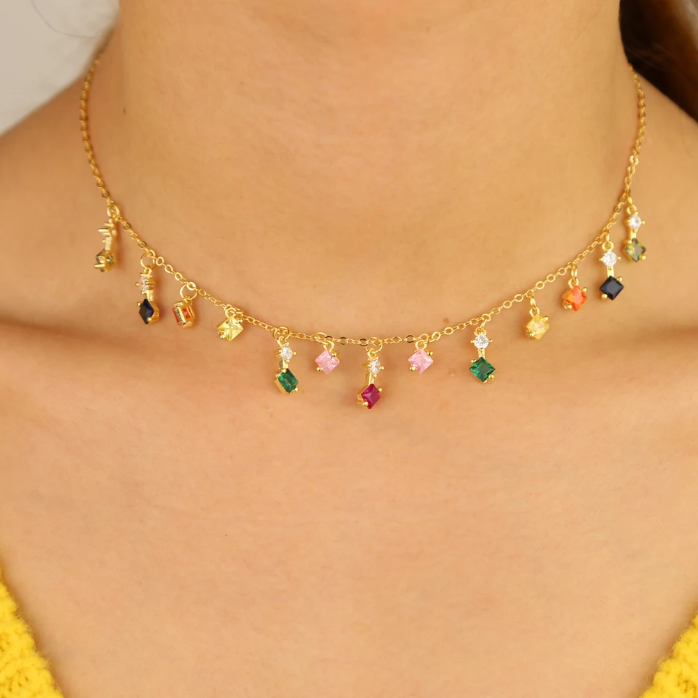 2021 Лидер продаж модное красочное ожерелье-чокер с кубическим цирконием