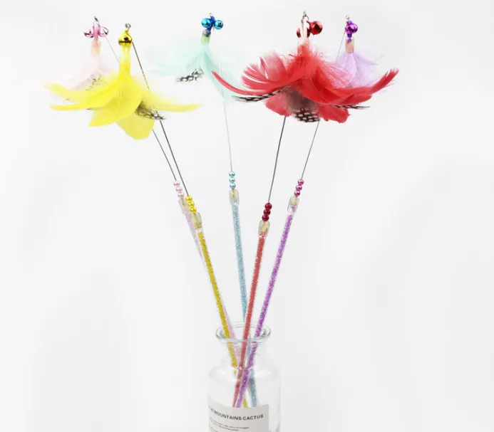 Usd1.29/pc котенок питомец игральные игрушки страусиное перо Котик-тизер стержень