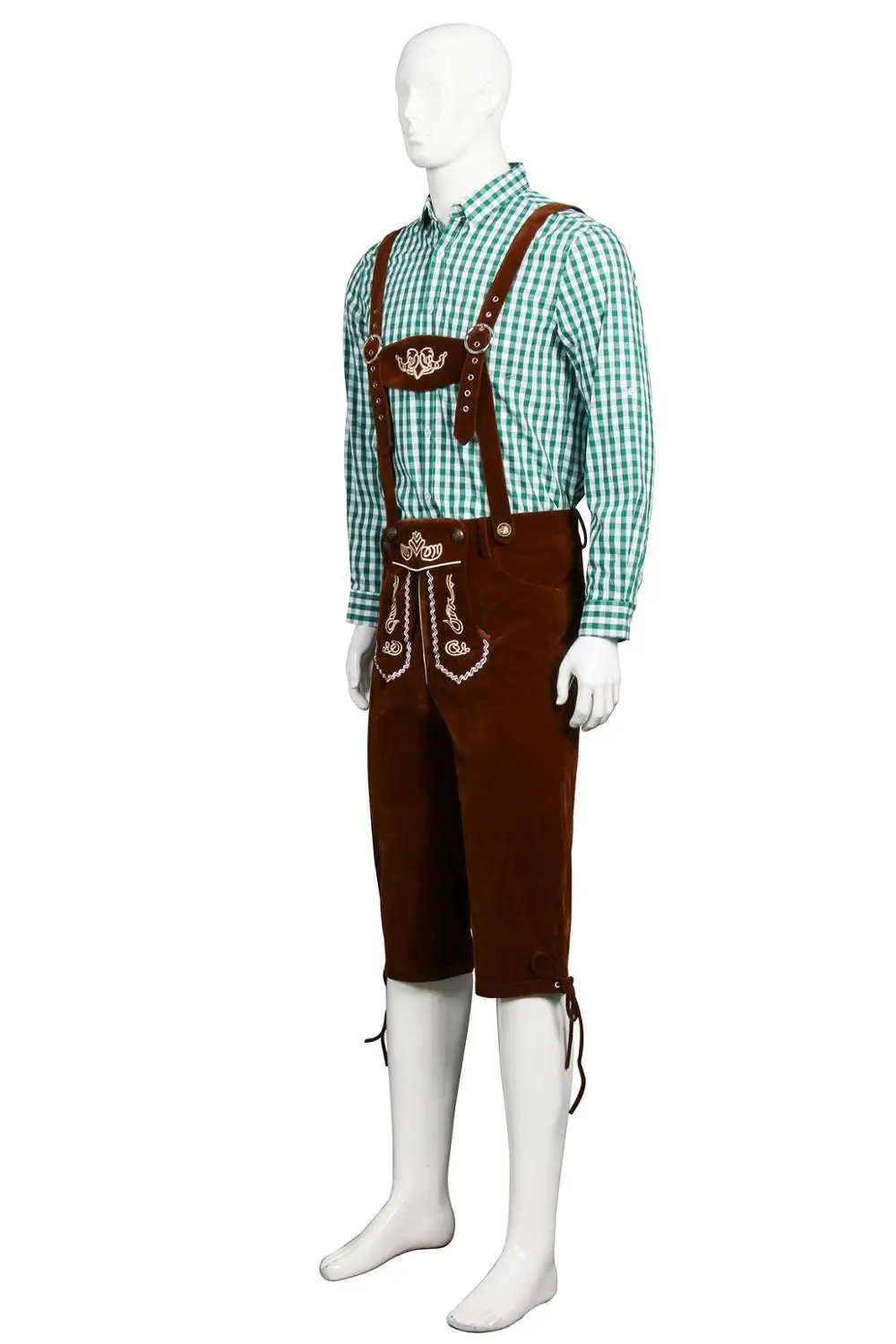 

Takerlama Oktoberfest Costume Maid Bavarian Halloween Cosplay Adult Men Blouse Suspender Pants Beer Traditional Clothes