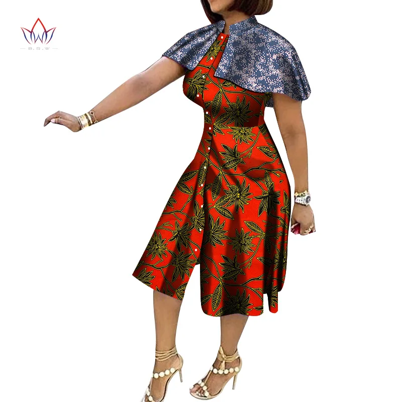 

Летние африканские платья для женщин, базин, богатая шаль и платье на пуговицах, африканская одежда, элегантное женское вечернее платье WY8575