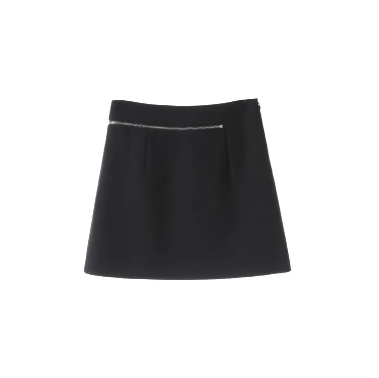 Черная мини юбка в стиле панк женская модная на молнии с разрезом и высокой