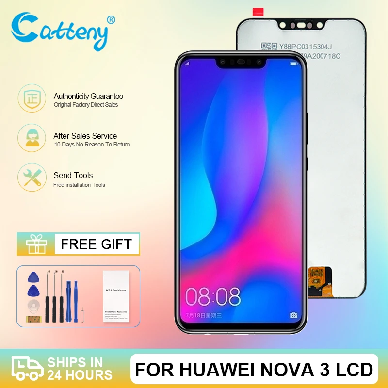 

Оптовая продажа, сенсорный ЖК-экран 6,3 дюйма для Huawei Nova 3, дигитайзер в сборе, дисплей с рамкой PAR-LX1M LX1 LX9 TL20 AL00 TL00