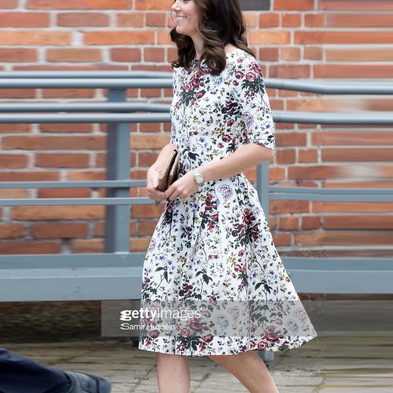 

Лето 2021, новый стиль, богемное ретро платье Kate MID leton с коротким рукавом, плиссированное, тонкое платье, Высококачественная женская одежда