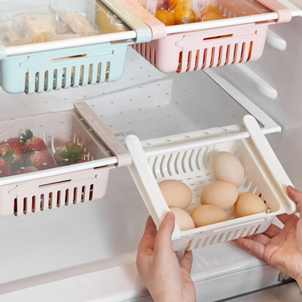 Органайзер для хранения в холодильнике многоярусный стеллаж раздвижной ящик